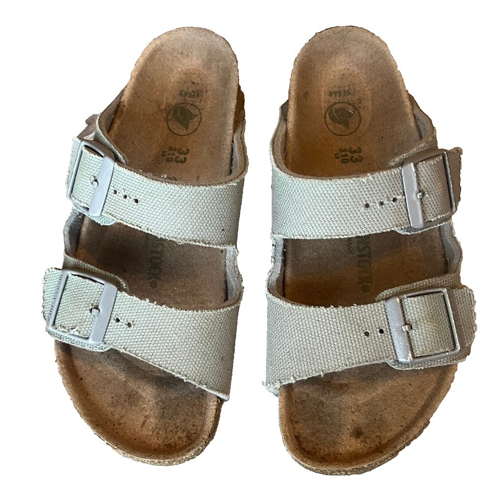 Birkenstock Arizona Kids‎ Vegan Light Green Canvas Unisex Big Kids 2-2.5 EU 33